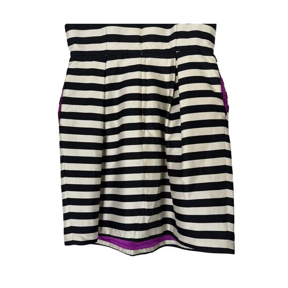 White House Black Market White Black Stripe Sleeveless Fit & Flare Dress Size 10 - Picture 6 of 8